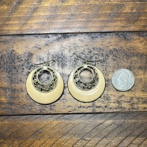 Target Cream and Gold Filigree Earrings